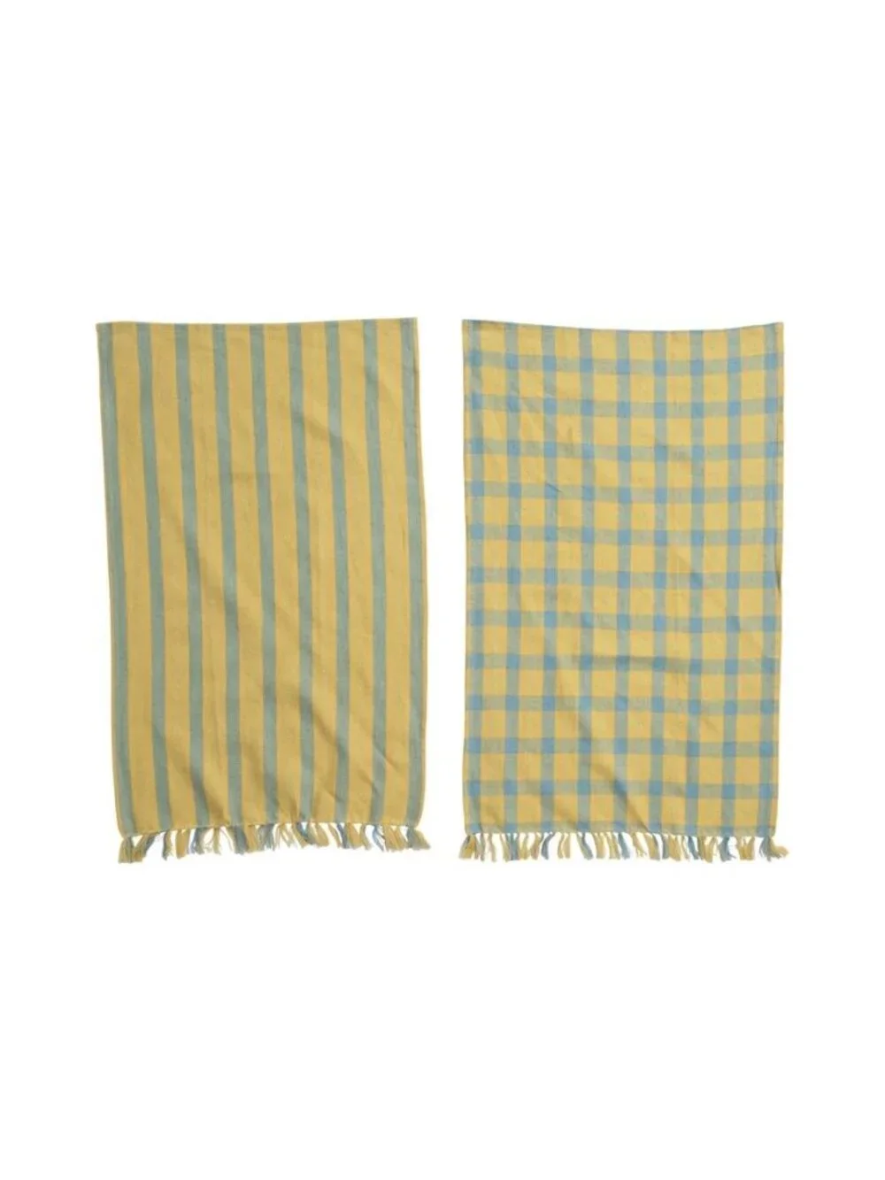 Woven Pair Cotton and Linen Tea Towels with Fringe NEW Kitchen Decor Home Decor